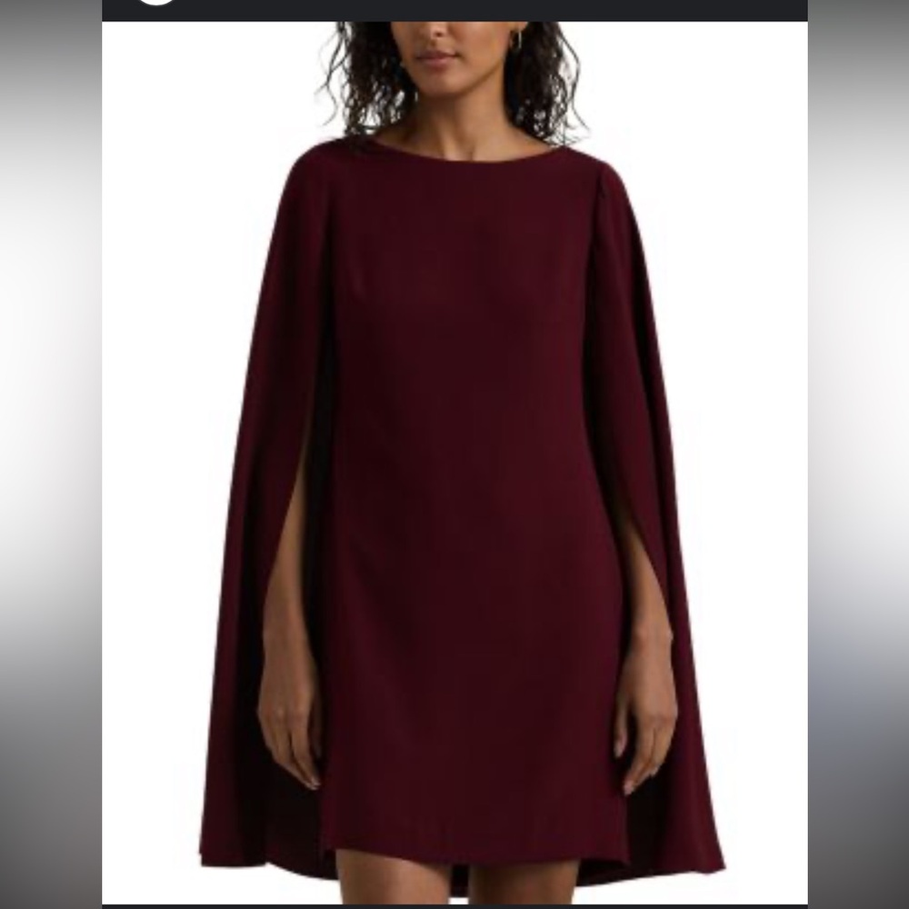 $195 NEW lauren ralph lauren Cape Georgette Cocktail Dress Red size‎ 2